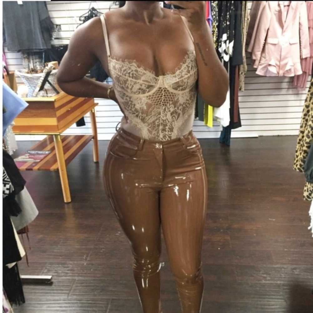 “Haridan” Style Coffee Patent Pants